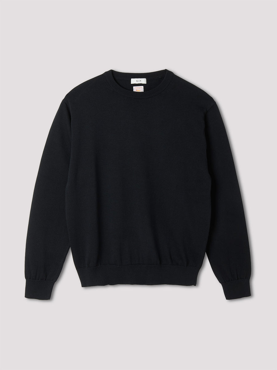 14G Sea Island Cotton Knit Crew Neck【Black】 – GIM online store