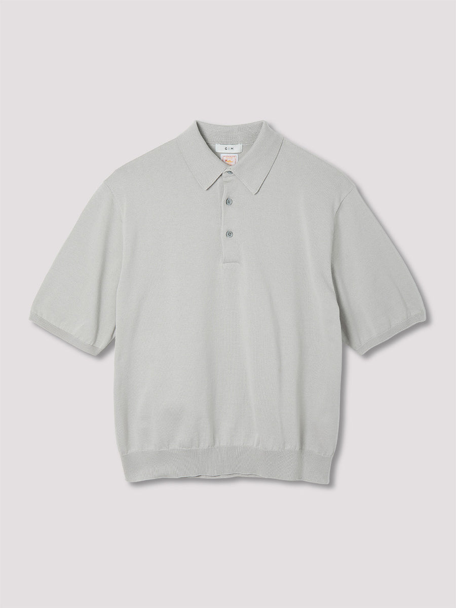 18G Sea Island Cotton Knit Polo【Gray】 – GIM online store