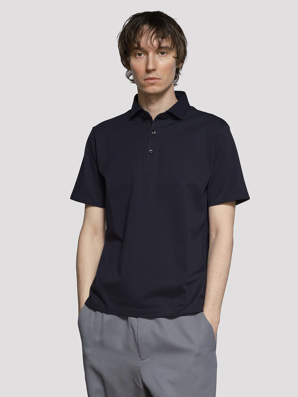 American Sea Island Cotton Polo【Navy】 – GIM online store