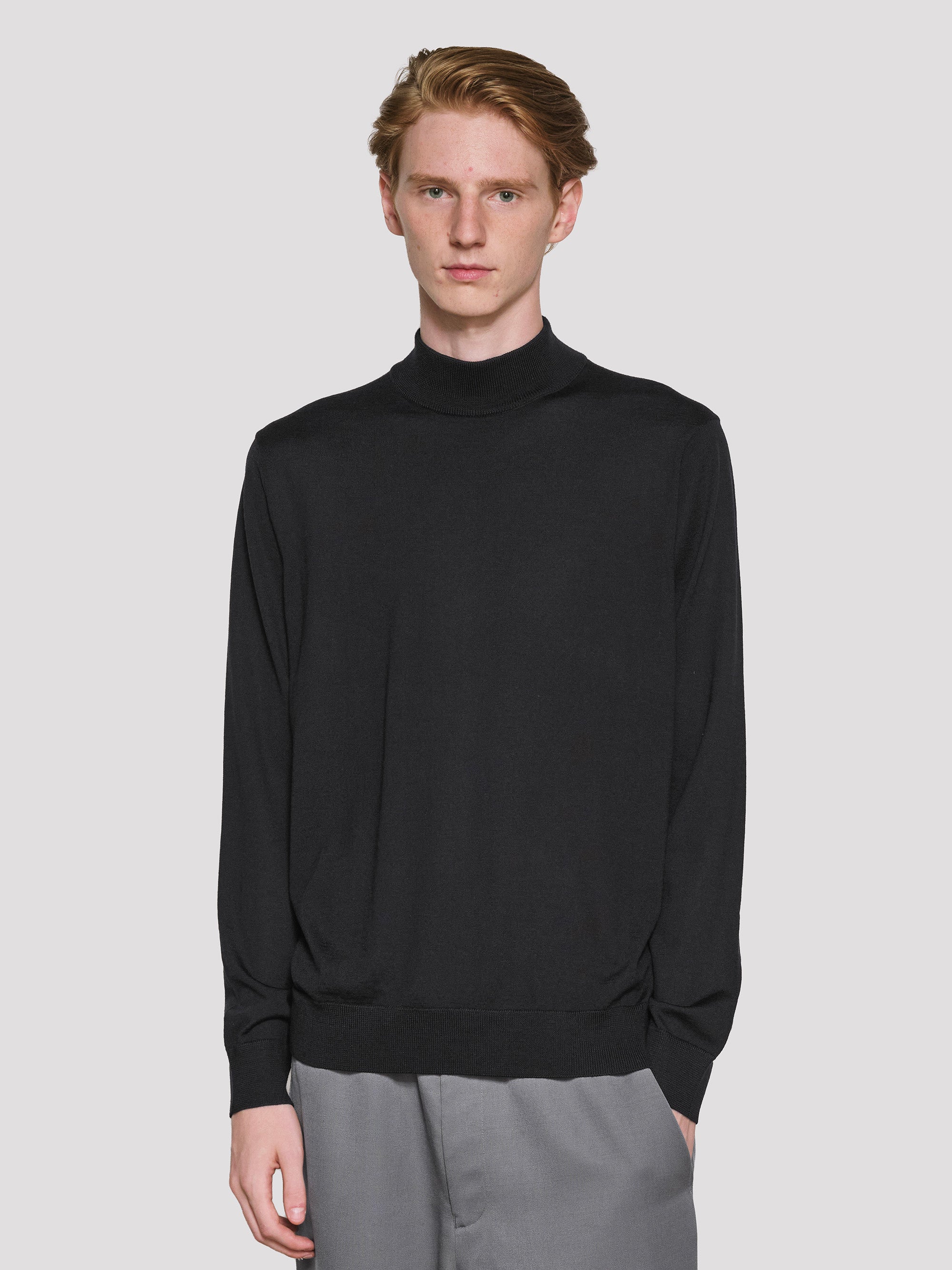 みりあん☺︎11 GIM公式】Super140's 30G モックネックニット｜上質ウールで実現する